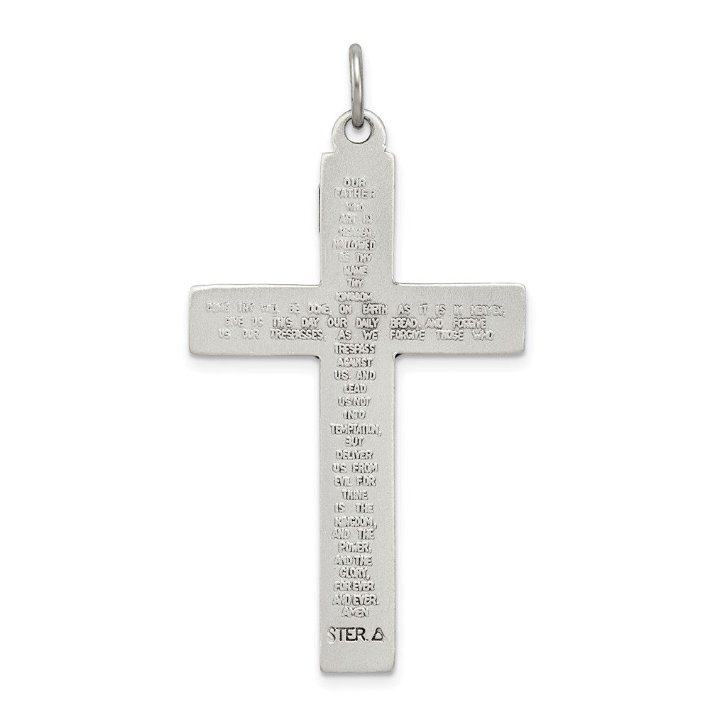 Sterling Silver INRI Crucifix Cross w/ Prayer Pendant