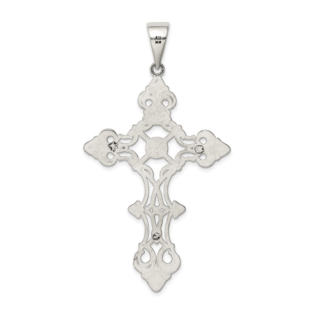 Sterling Silver Antiqued Large INRI Crucifix Pendant