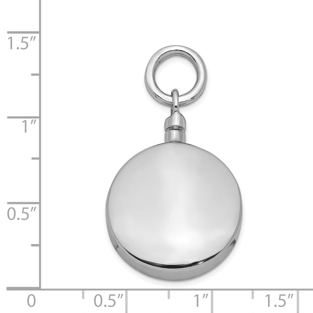 Sterling Silver Rhodium-plated Polished Round Ash Holder Pendant