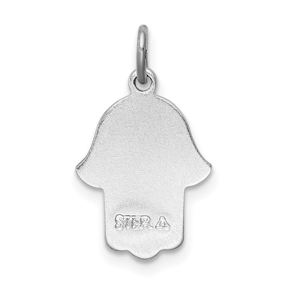 Sterling Silver Rhodium-plated Polished Chamseh/Hamsa Pendant