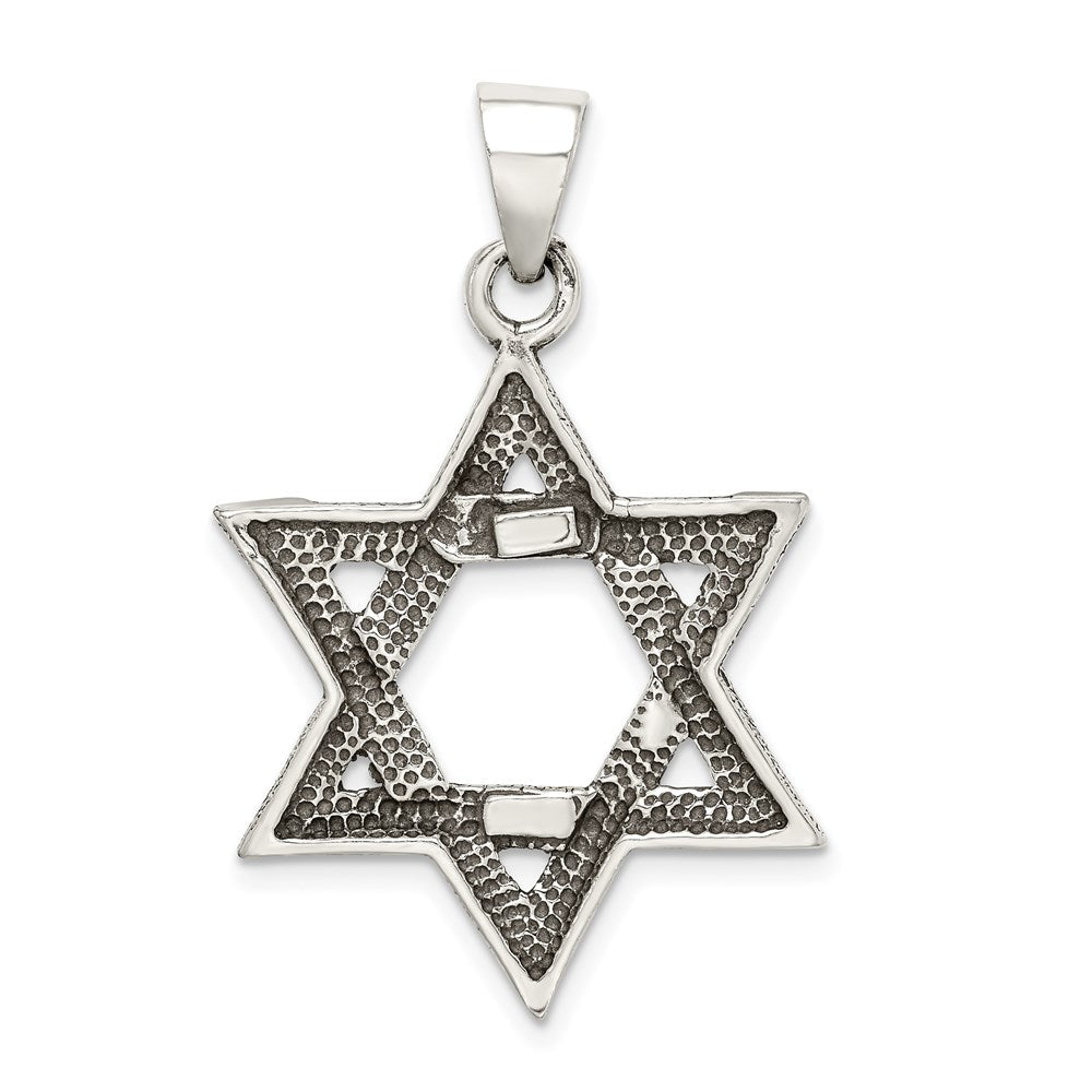 Sterling Silver Antiqued Star of David Pendant