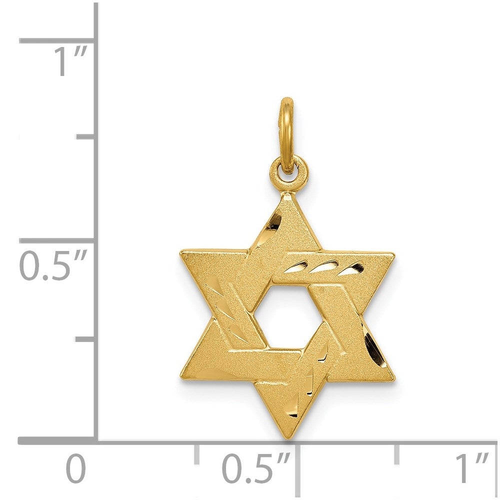 Sterling Silver Gold-tone Engraved Jewish Star Pendant