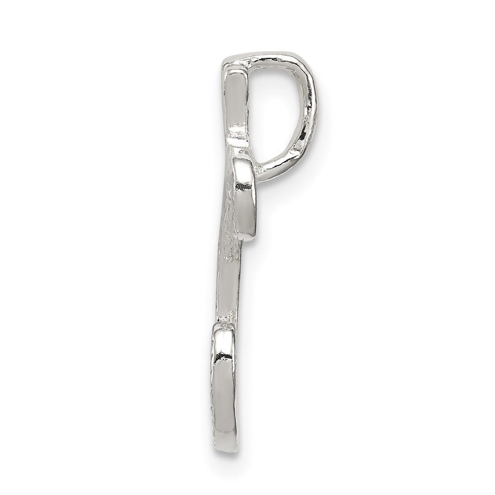 Sterling Silver Polished & Textured Letter C Initial Chain Slide