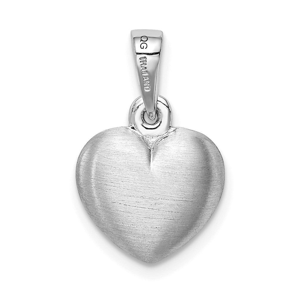 Sterling Silver Rhodium-plated Satin Heart Pendant