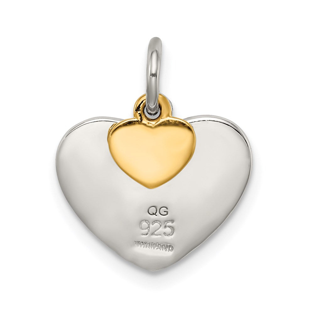 Sterling Silver Gold-plated Textured Love Charm Pendant