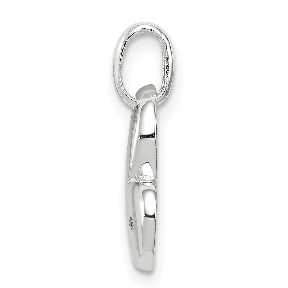 Sterling Silver Polished Diamond Heart Pendant