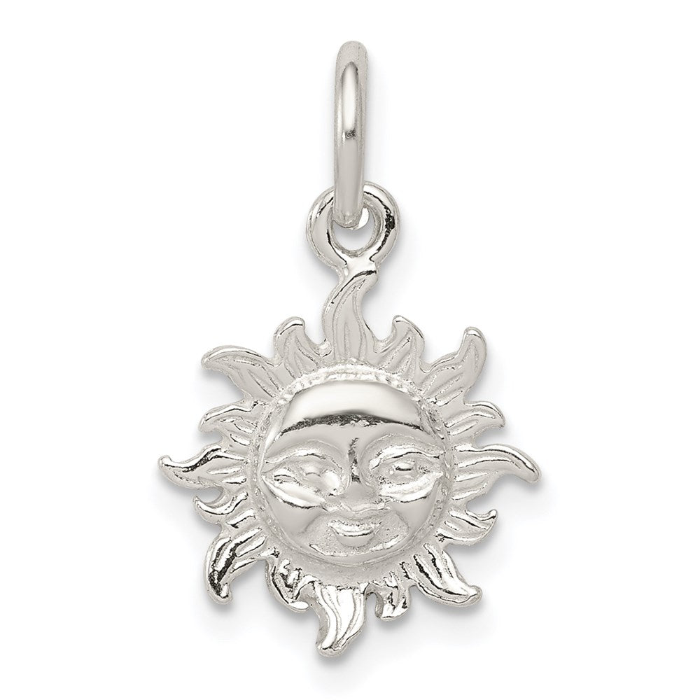 Sterling Silver Polished Face in Sun Pendant