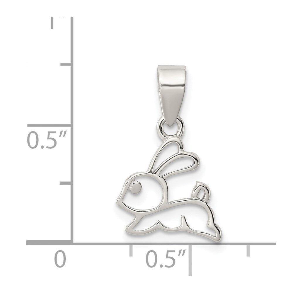 Sterling Silver Rhodium-plated Polished Bunny Pendant