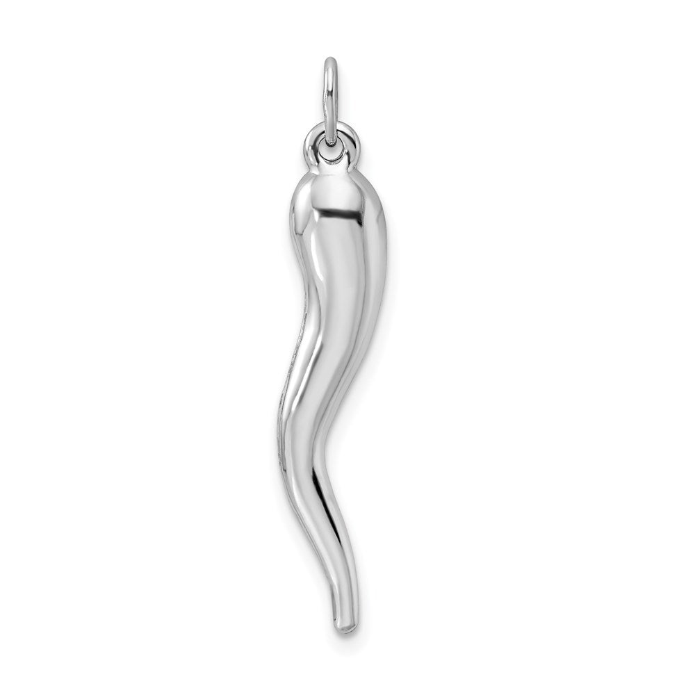 Sterling Silver Rhodium-plated Polished Italian Horn Pendant