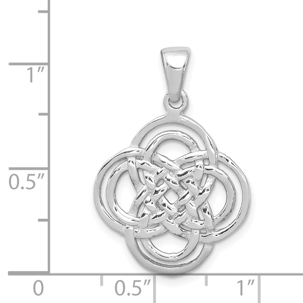 Sterling Silver Rhodium-plated Polished Celtic Knot Pendant