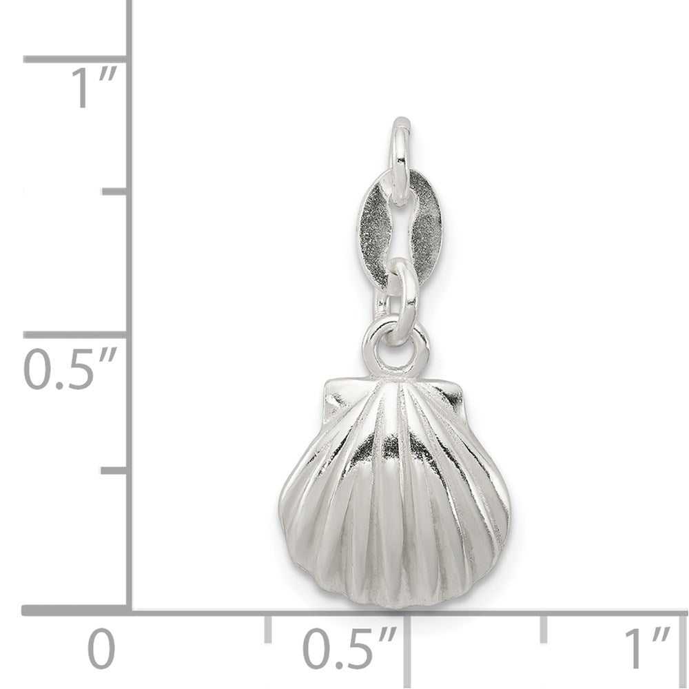 Sterling Silver Polished & Satin Seashell Charm