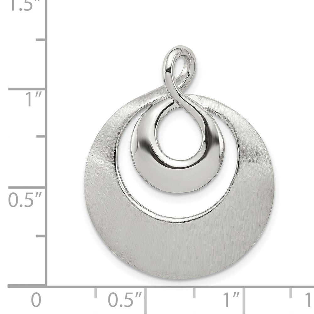 Sterling Silver Rhod-pltd Polished/Satin Infinity Swirl Chain Slide Pendant