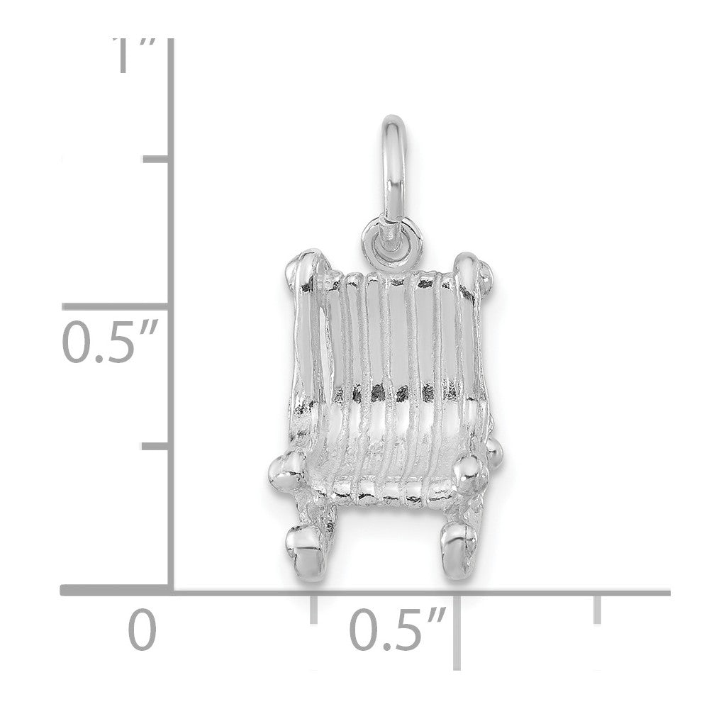 Sterling Silver 3-D Polished Rocking Chair Pendant