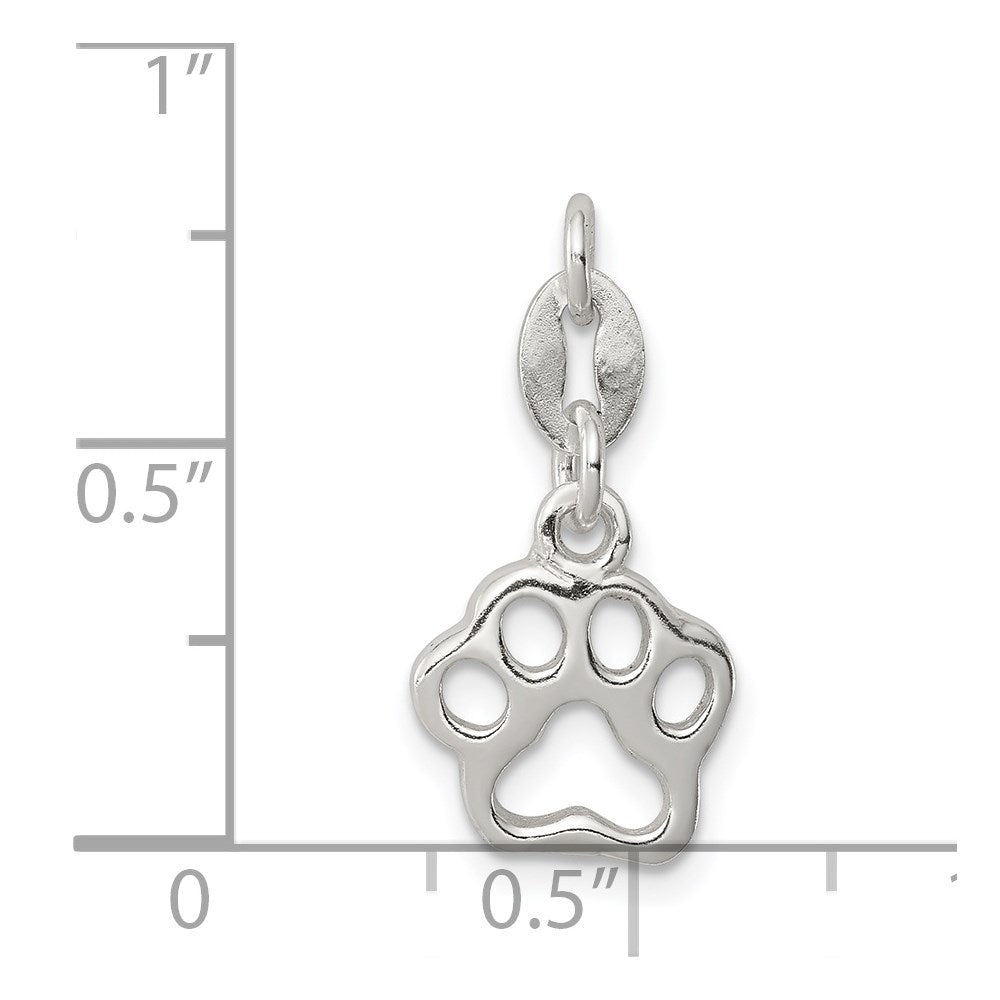 Sterling Silver Polished Paw Print Charm