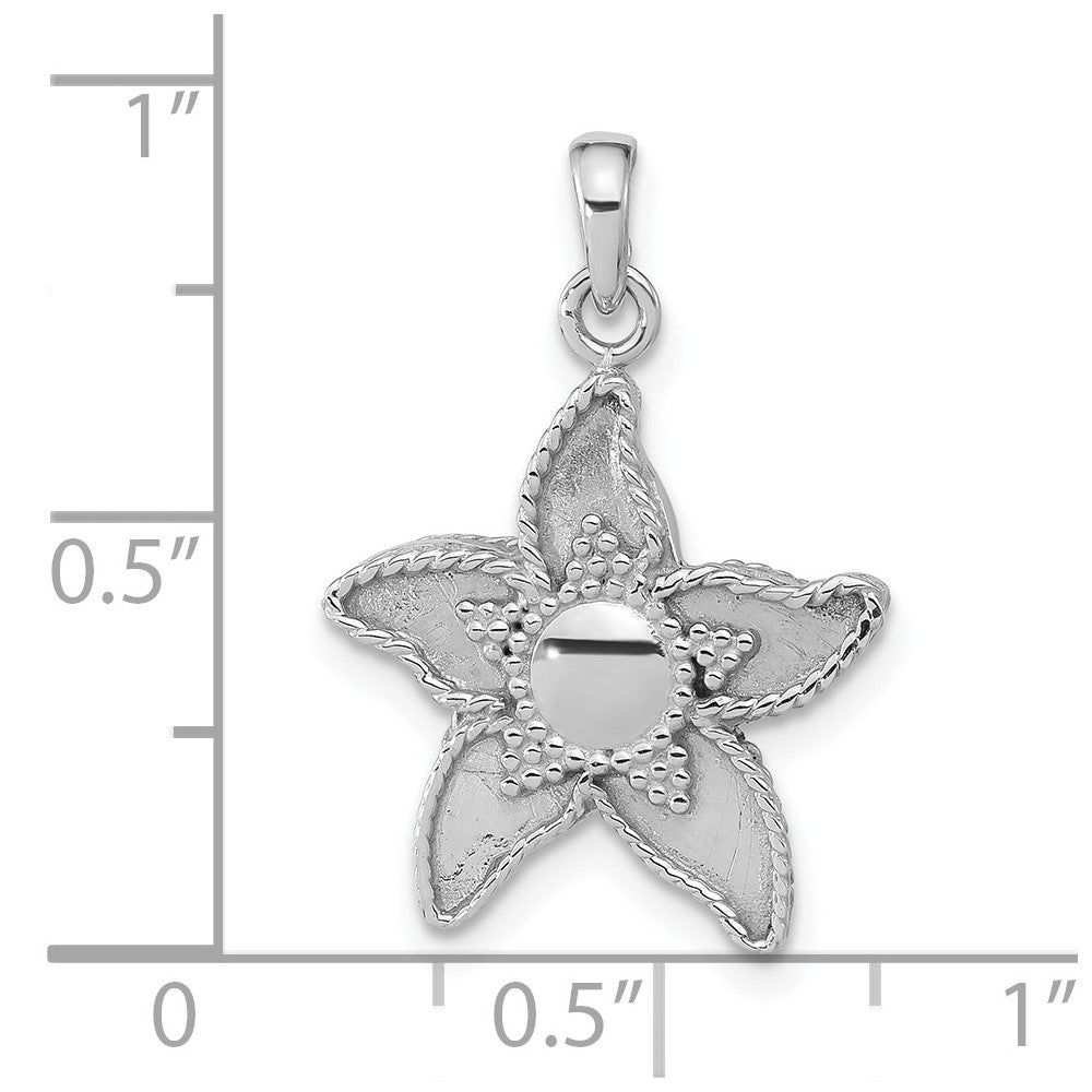 Sterling Silver Polished & Antiqued Flower Pendant