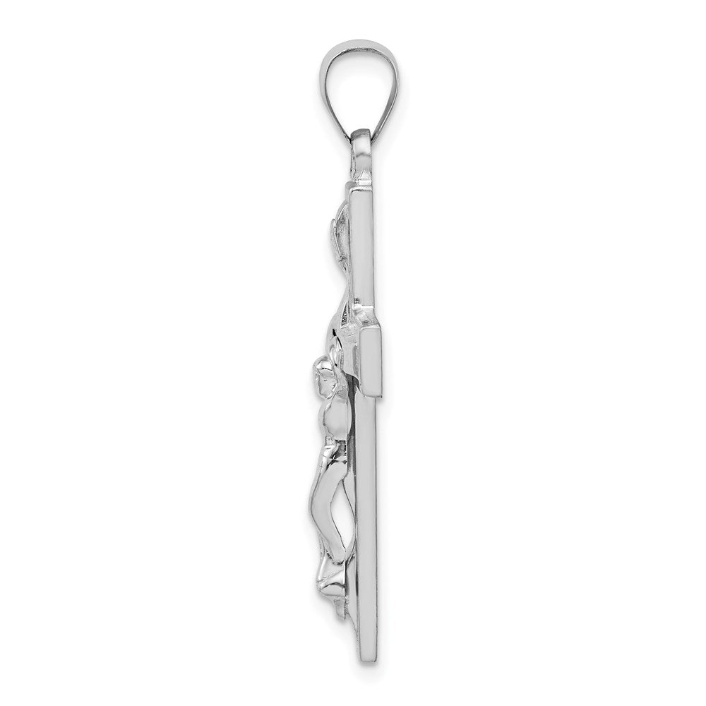 Sterling Silver Rhodium-plated Polished INRI Latin Crucifix Pendant