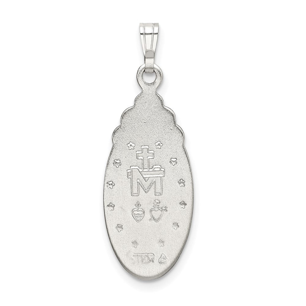Sterling Silver White Epoxy & Crystal Miraculous Medal Pendant