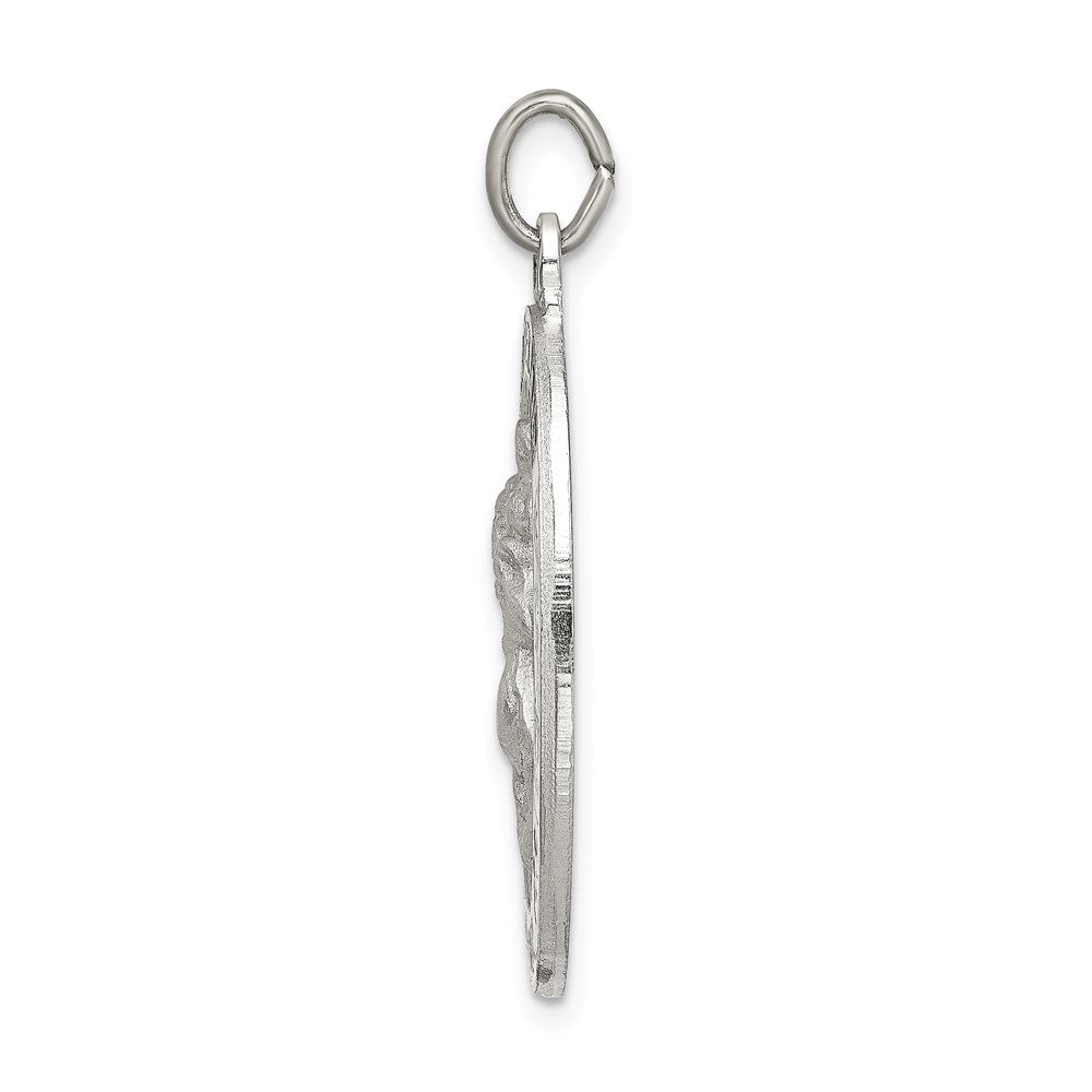 Sterling Silver Satin/Polished/D/C Enamel St Christopher Medal