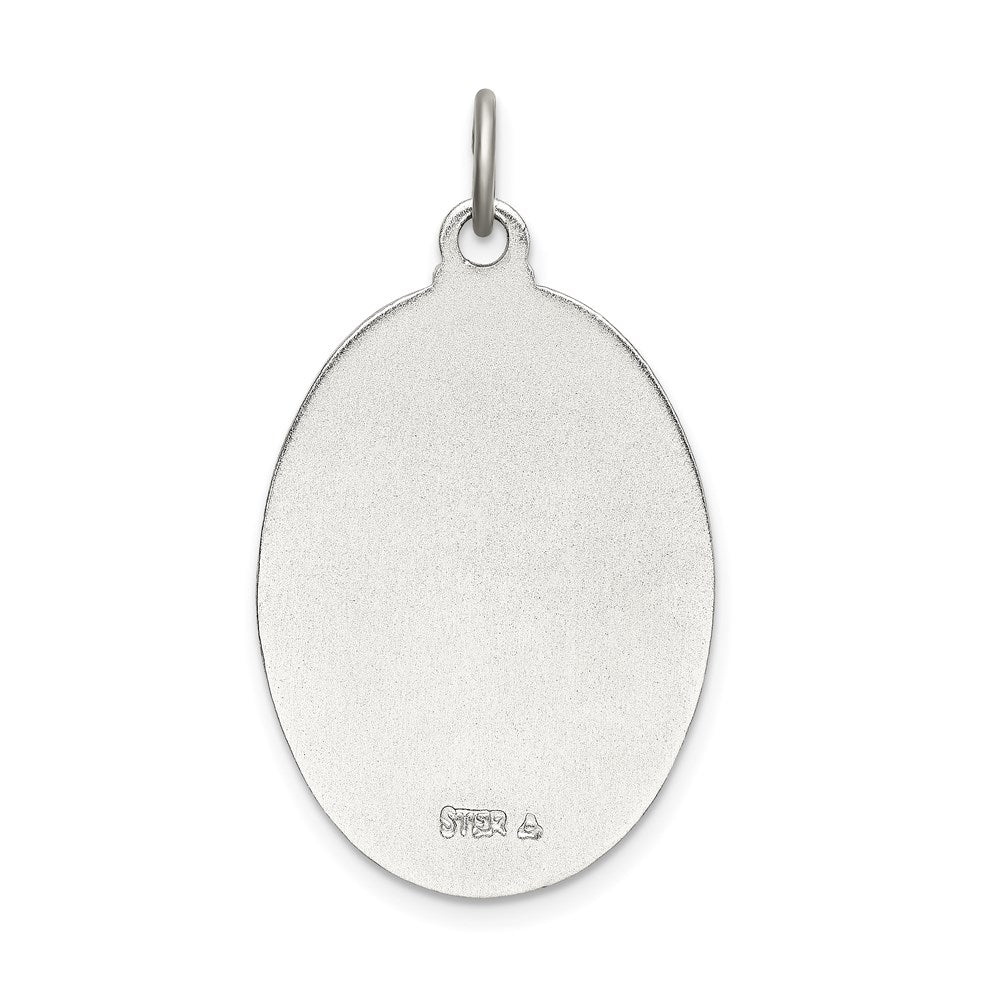 Sterling Silver Satin/Polished/D/C Enamel St Christopher Medal