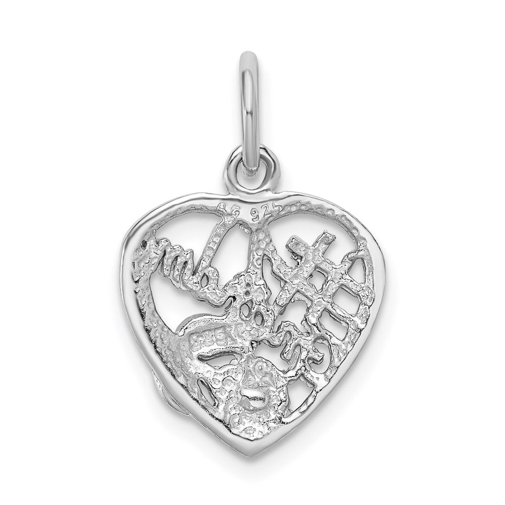 Sterling Silver Rhodium-plated Pink & White CZ #1 Grandma Pendant