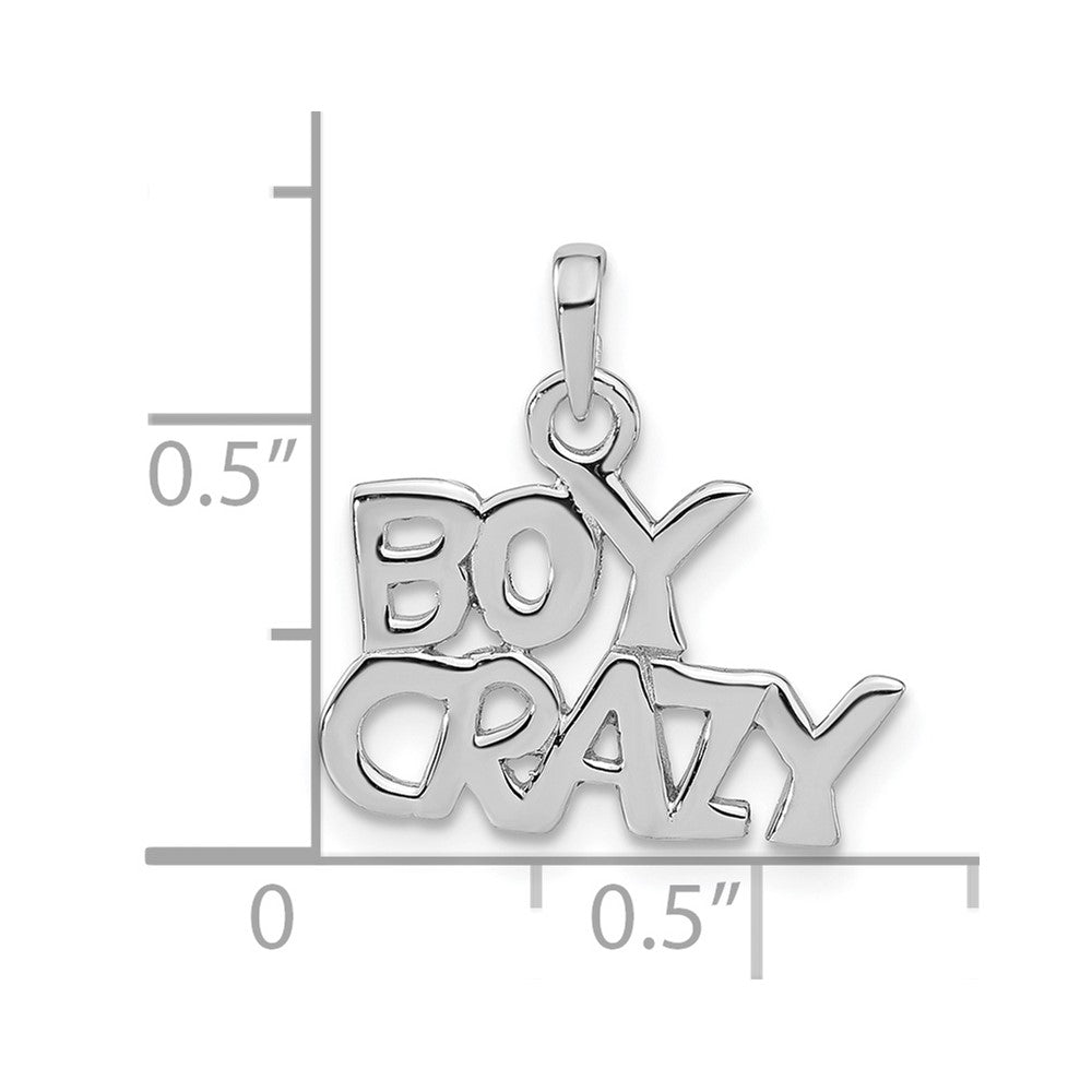 Sterling Silver Rhodium-plated Polished BOY CRAZY Pendant