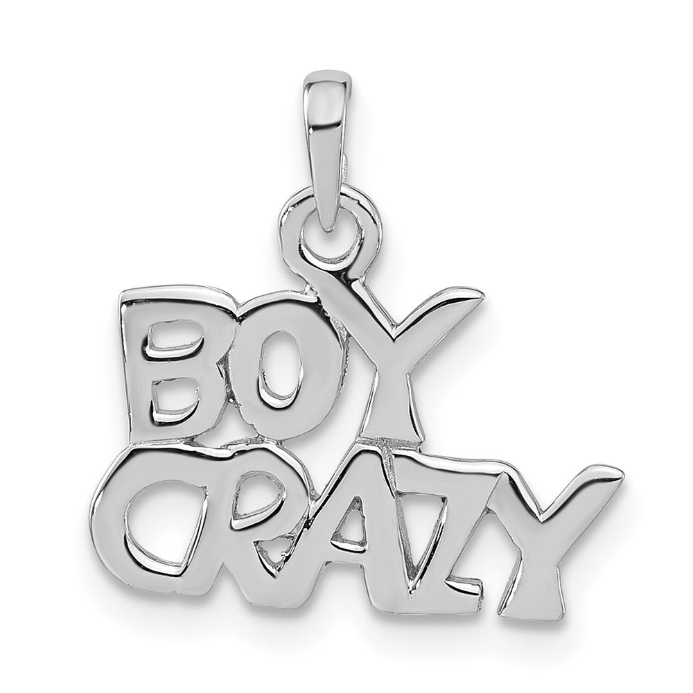 Sterling Silver Rhodium-plated Polished BOY CRAZY Pendant
