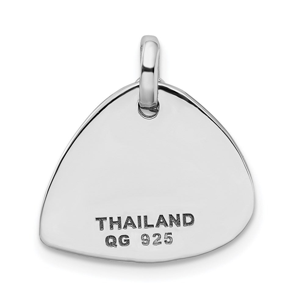 Sterling Silver RH-plate Crystal Antique Guitar Pick Pendant