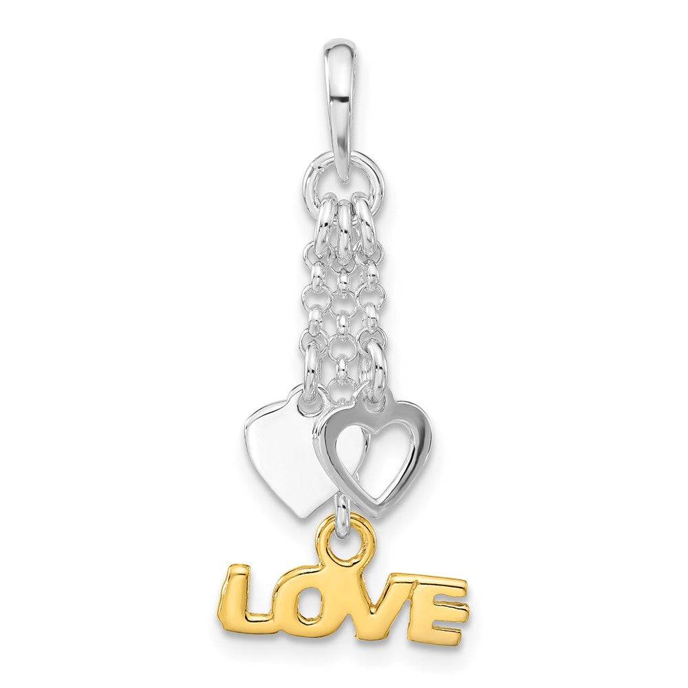 Sterling Silver & Gold-tone Love and Hearts Dangle Pendant