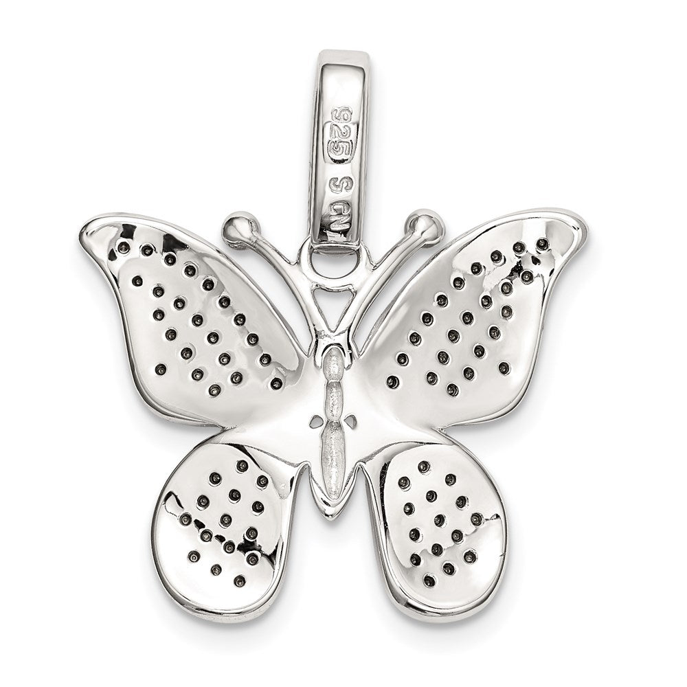 Sterling Silver Rhod-plated Polished Preciosa Crystal Butterfly Pendant
