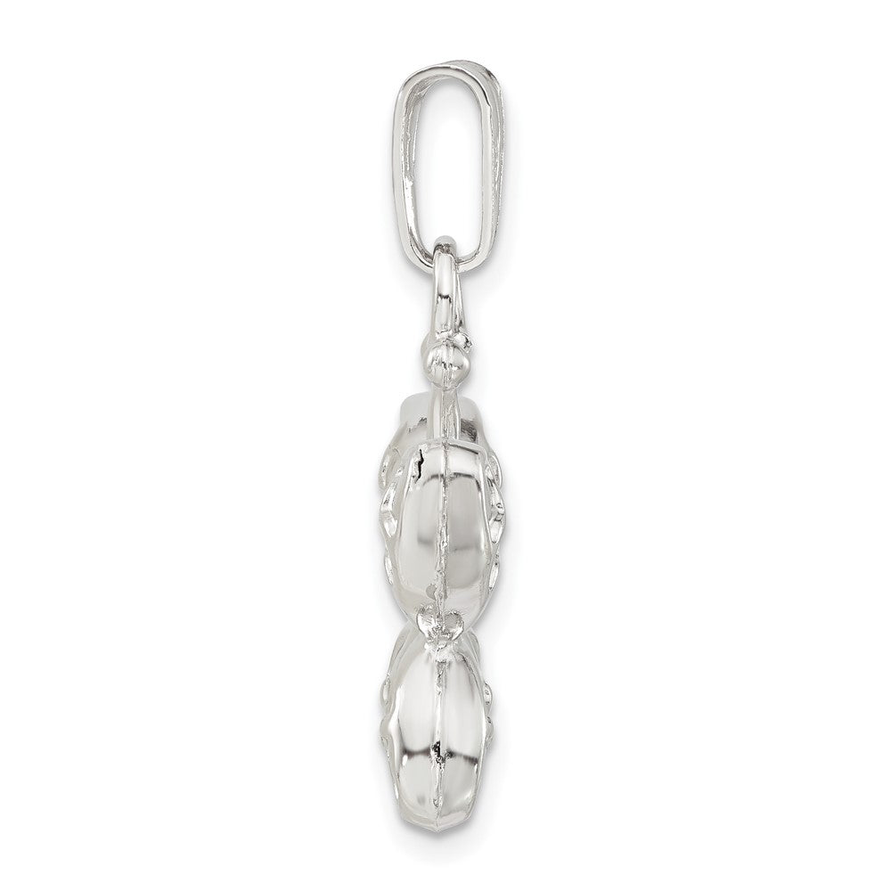 Sterling Silver Rhodium-plated Polished Puffed Butterfly Charm