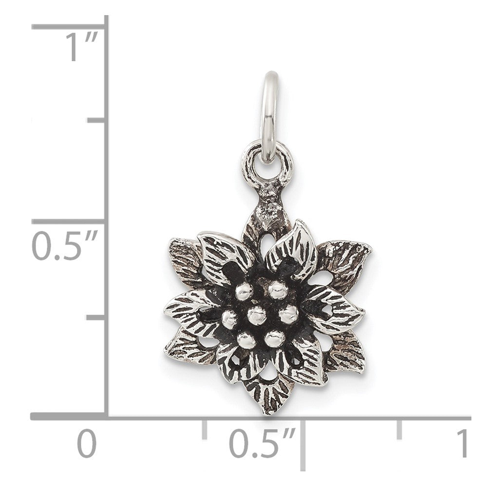Sterling Silver Antiqued Flower Pendant