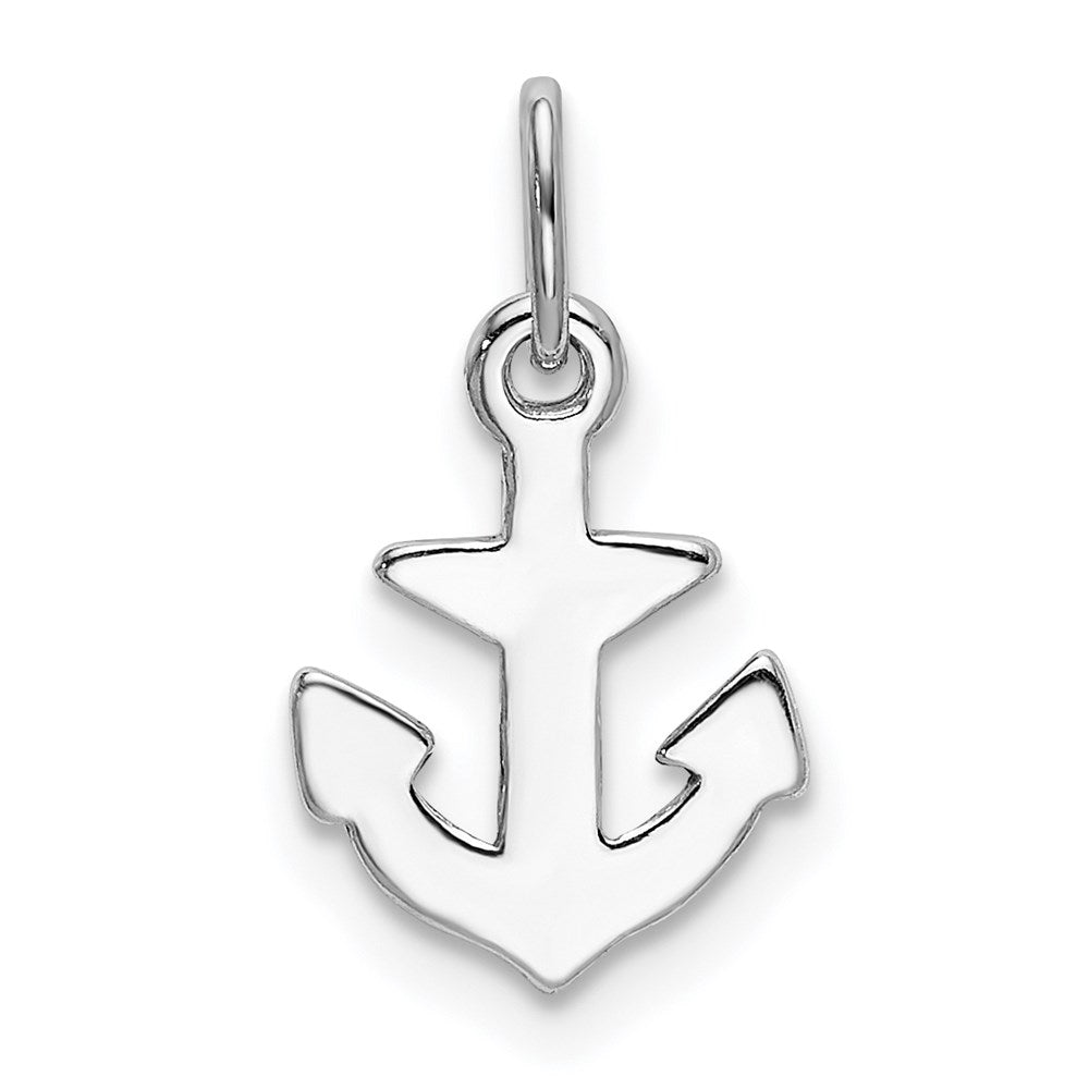 Sterling Silver Rhodium-plated Polished Anchor Charm