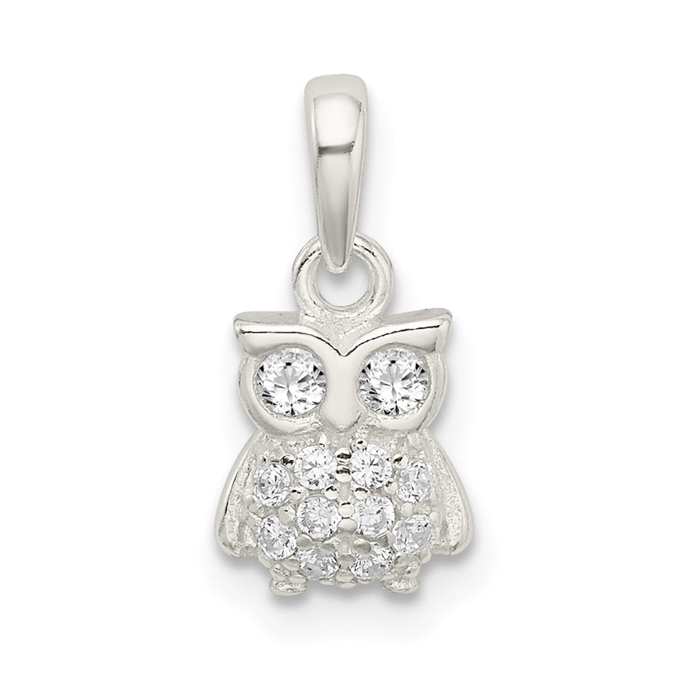 Sterling Silver CZ Owl Pendant