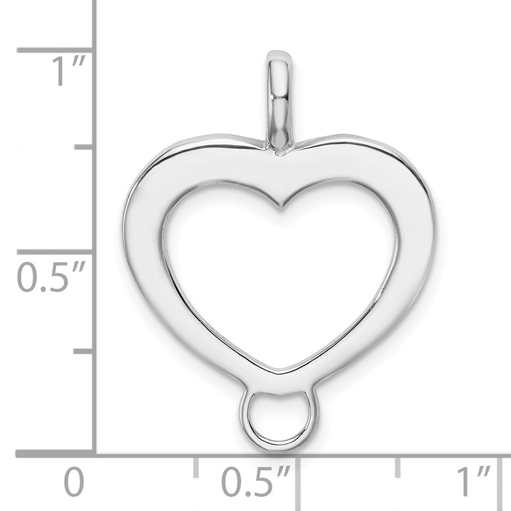 Amore La Vita Sterling Silver Rhodium-plated Polished Open Heart Charm Carrier Pendant