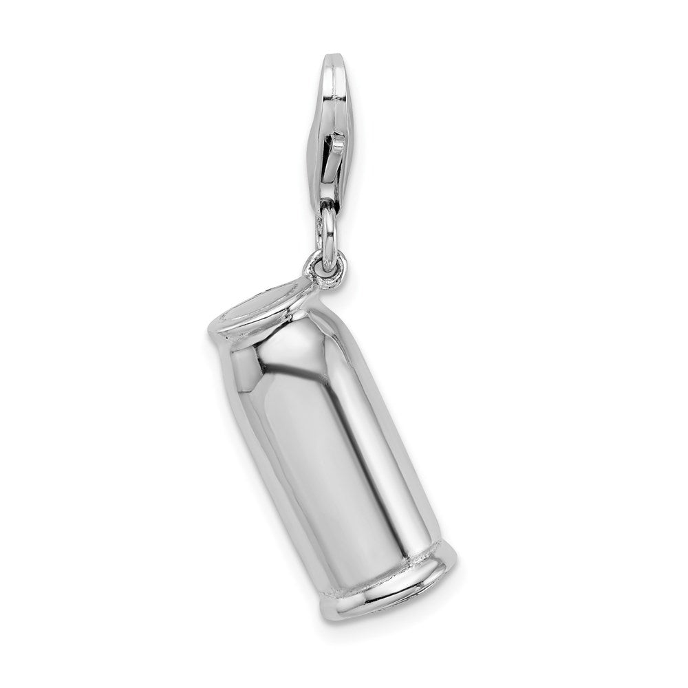Amore La Vita Sterling Silver Rhodium-plated Polished 3-D Enameled Green Tea Beverage Charm with Fancy Lobster Clasp