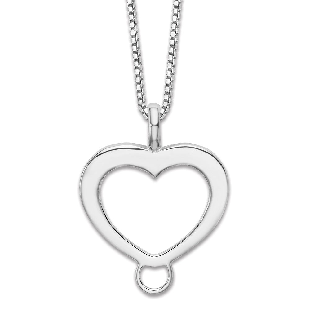Sterling Silver Heart Shaped Charm Carrier Necklace