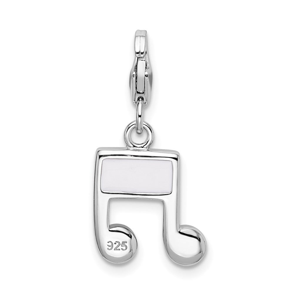Amore La Vita Sterling Silver Rhodium-plated Polished Pink Blue and Yellow Crystal From Swarovski Music Note Charm with Fa...