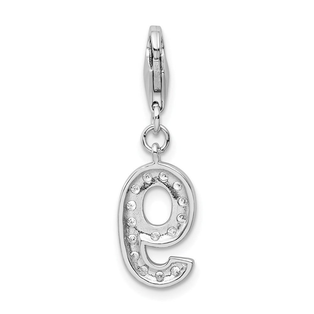 Sterling Silver RH CZ Numeral 9 w/Lobster Clasp Charm
