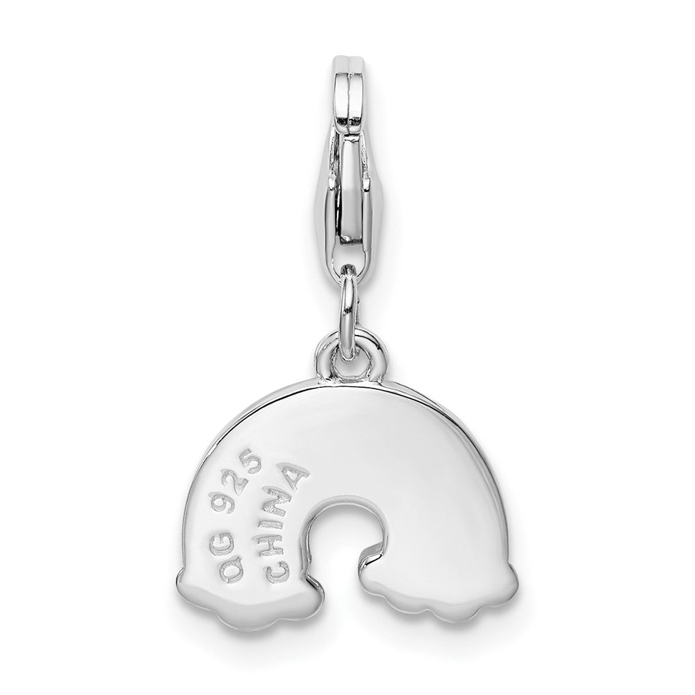 Amore La Vita Sterling Silver Rhodium-plated Polished Multi-colored Enameled Rainbow Charm with Fancy Lobster Clasp