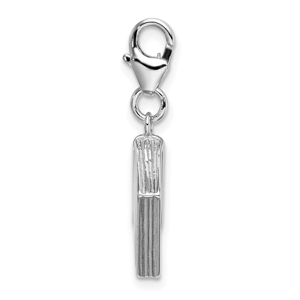 Amore La Vita Sterling Silver Rhodium-plated Polished 3-D Enameled Passport Charm with Fancy Lobster Clasp