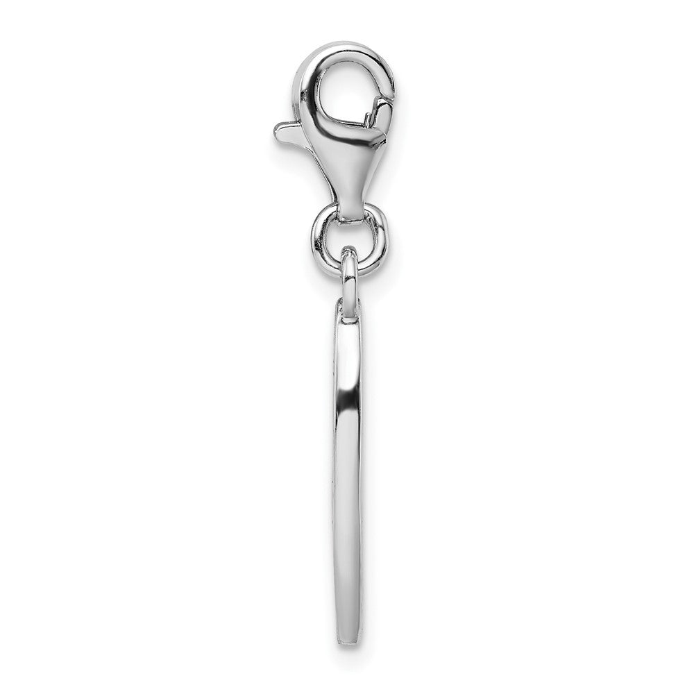 Amore La Vita Sterling Silver Rhodium-plated Polished Enameled Surf Board with Flowers Lobster Clasp Charm