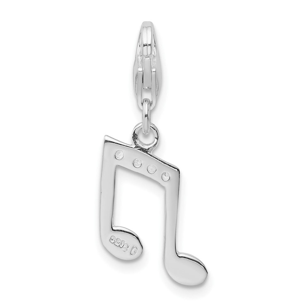 Amore La Vita Sterling Silver Rhodium-plated Polished CZ Music Note Lobster Clasp Charm