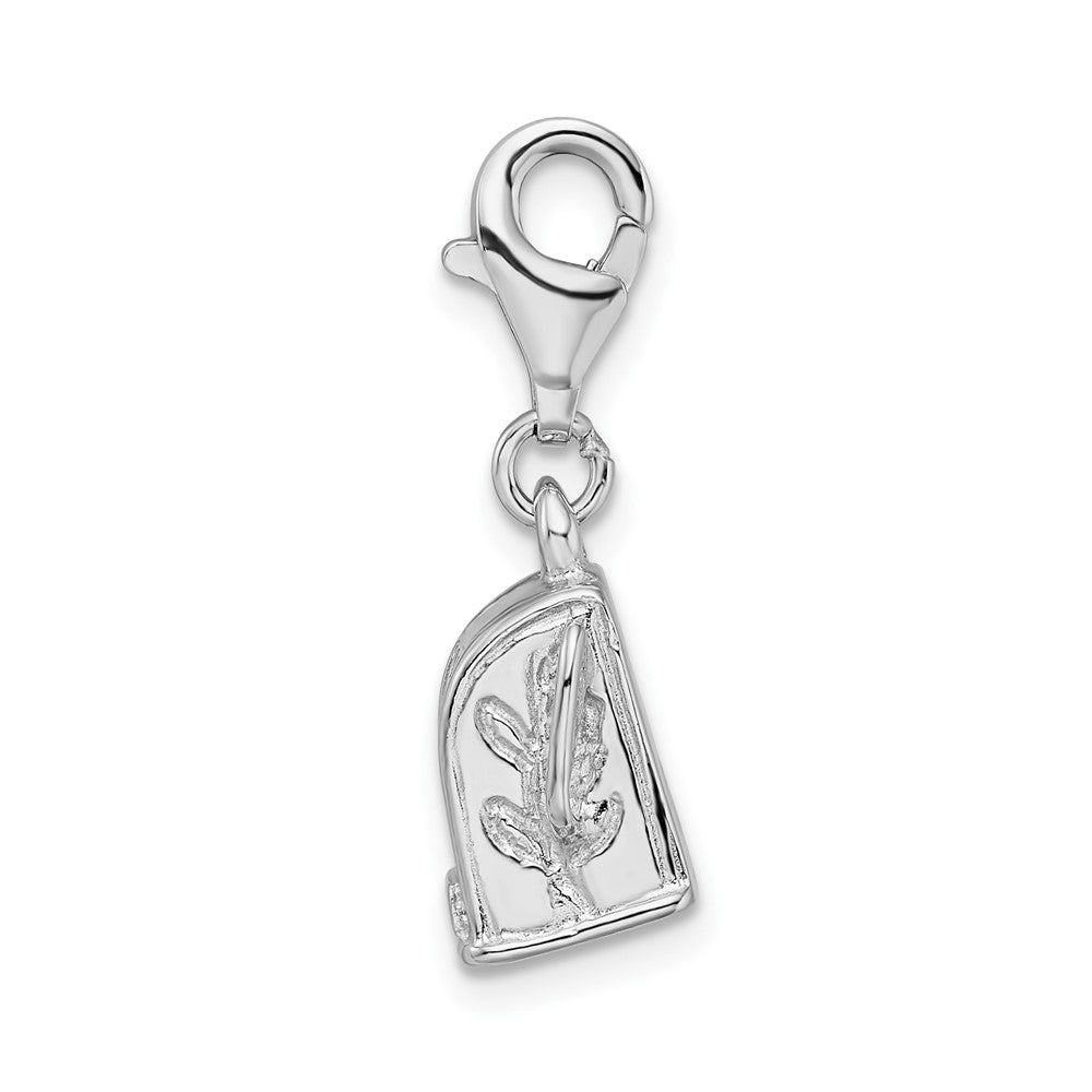 Amore La Vita Sterling Silver Rhodium-plated Polished 3-D Slot Machine Charm with Fancy Lobster Clasp
