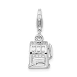 Sterling Silver 3-D Polished Slot Machine w/Lobster Clasp Charm QCC330