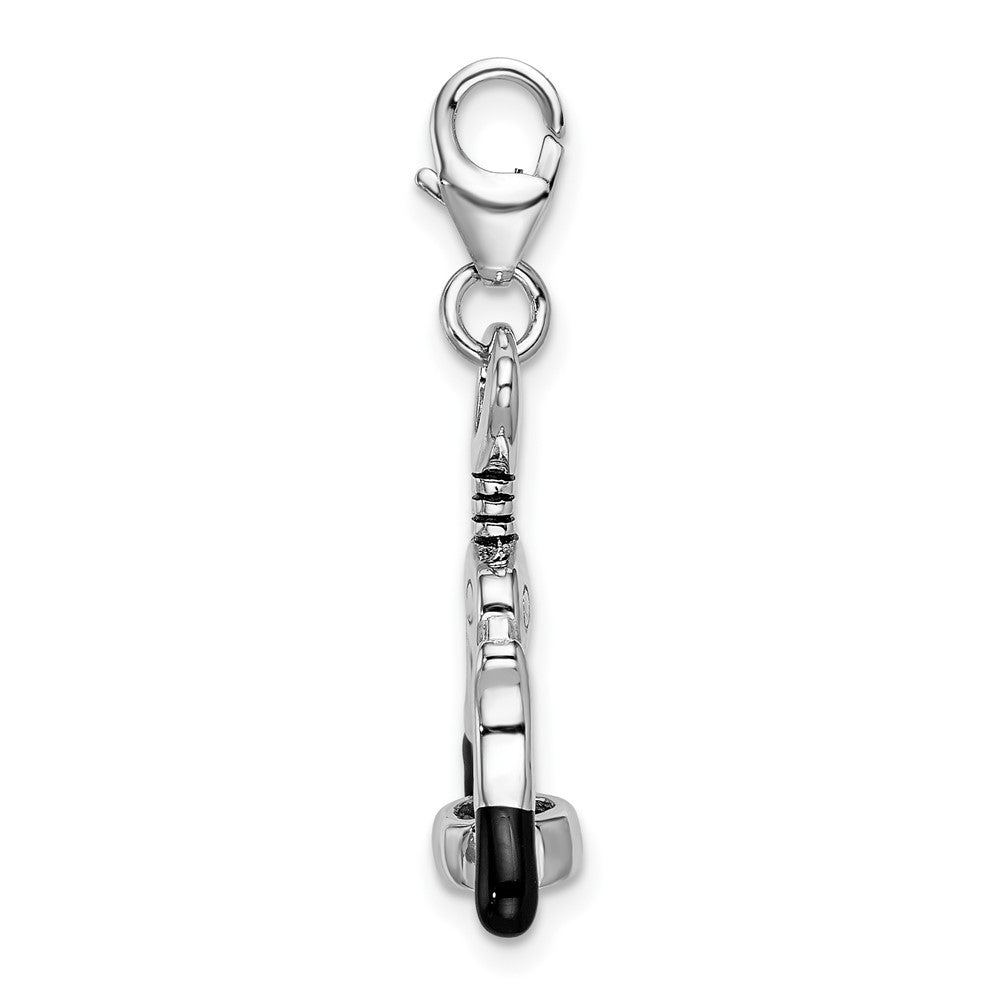Amore La Vita Sterling Silver Rhodium-plated Polished 3-D Enameled Cork Screw Charm with Fancy Lobster Clasp