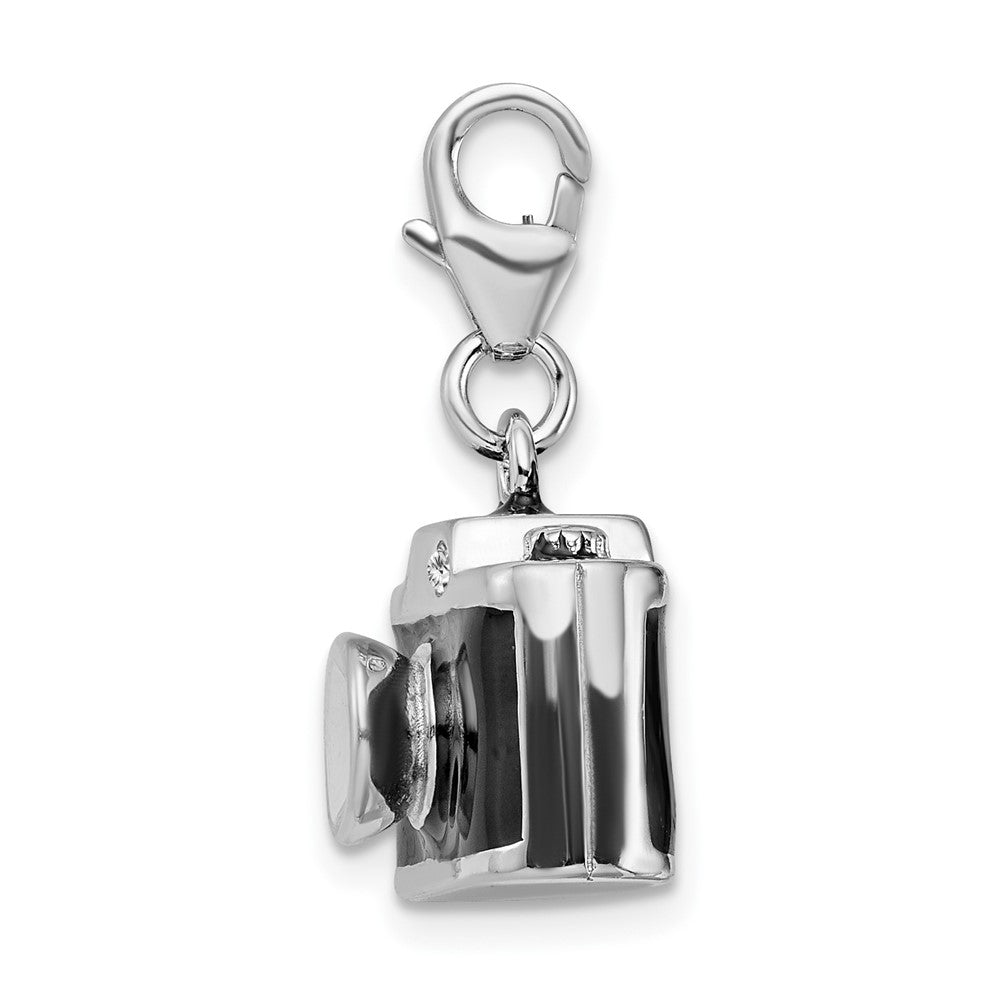 Amore La Vita Sterling Silver Rhodium-plated Polished 3-D Enameled Crystal From Swarovski Camera Charm with Fancy Lobster ...