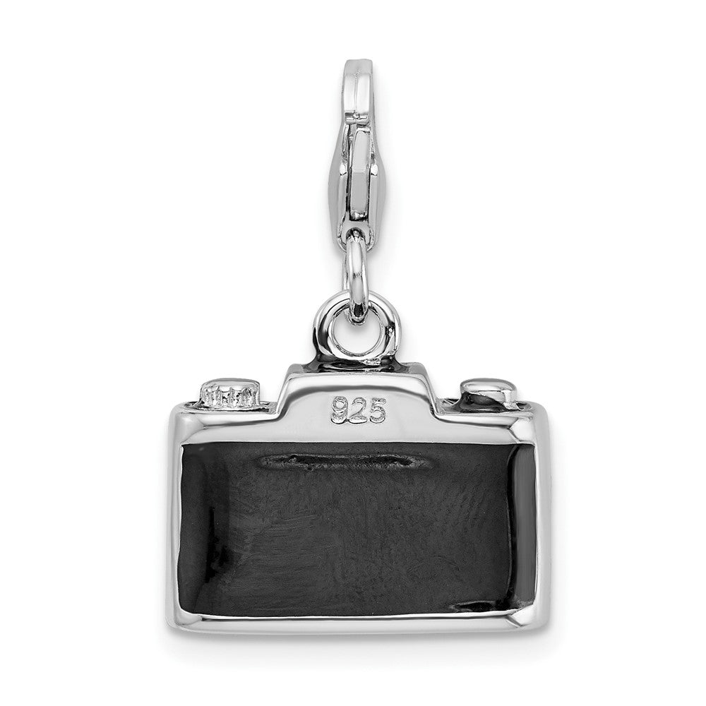 Amore La Vita Sterling Silver Rhodium-plated Polished 3-D Enameled Crystal From Swarovski Camera Charm with Fancy Lobster ...