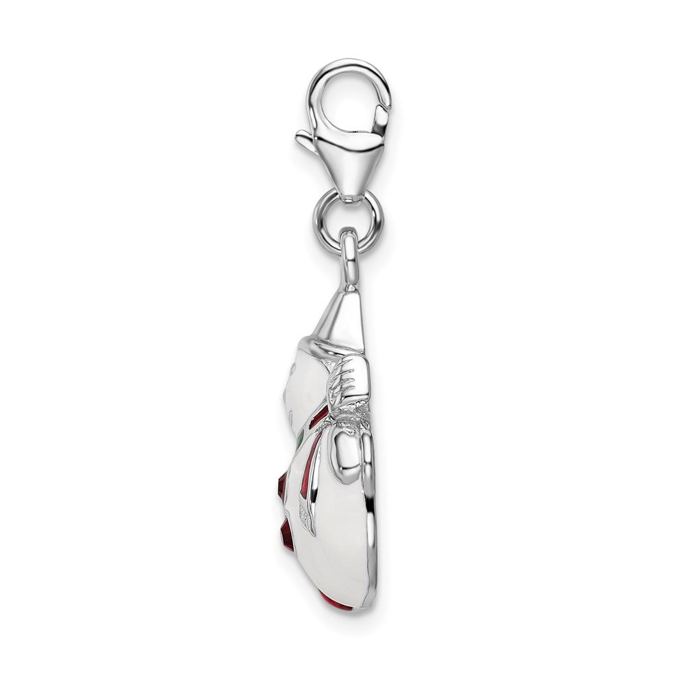 Amore La Vita Sterling Silver Rhodium-plated Polished 3-D Enameled Crystal From Swarovski Snowman Charm with Fancy Lobster...