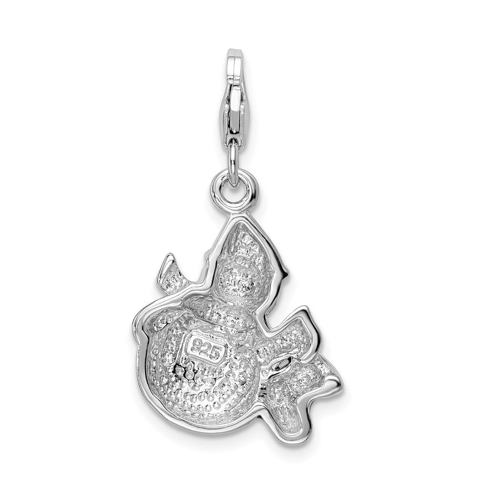 Amore La Vita Sterling Silver Rhodium-plated Polished 3-D Enameled Crystal From Swarovski Snowman Charm with Fancy Lobster...