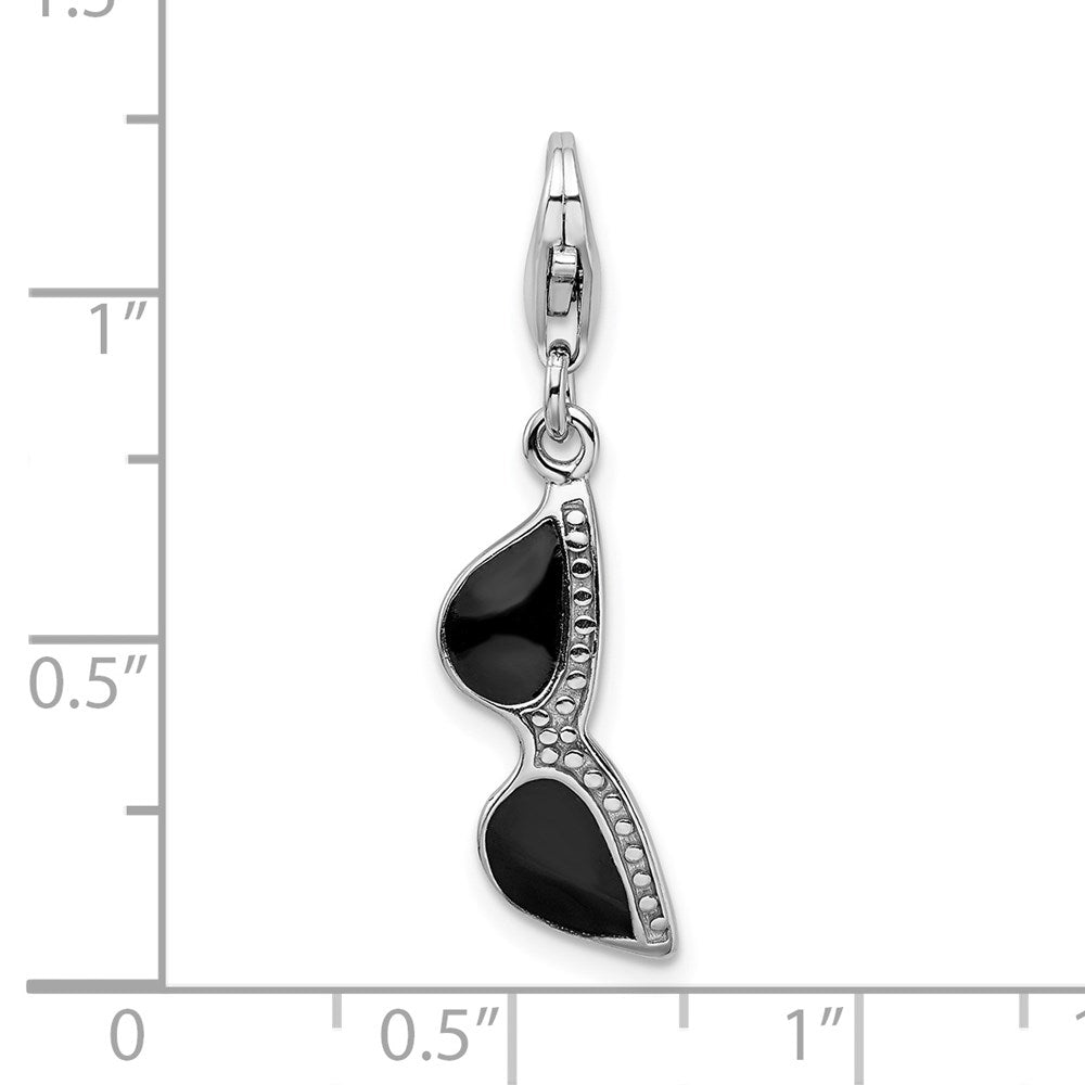 Amore La Vita Sterling Silver Rhodium-plated Polished3-D  Enameled Sunglass Charm with Fancy Lobster Clasp